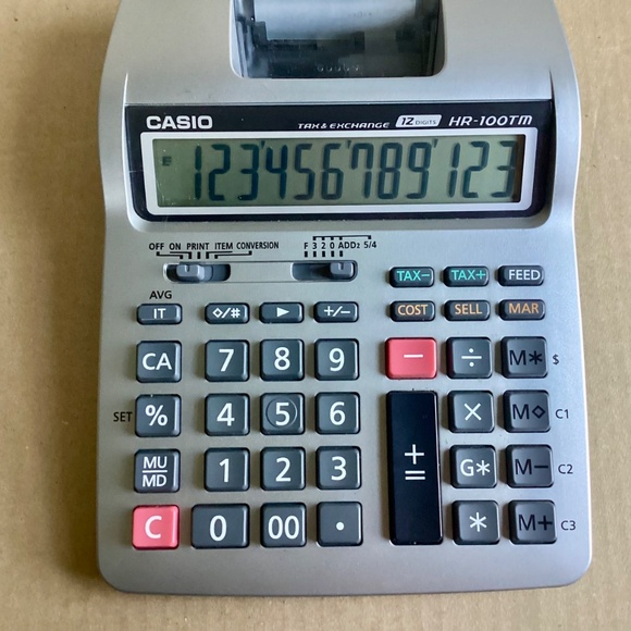 Casio HR-100TM Plus Mini Desktop Printing Calculator Battery Powered 12 Digit - Picture 3 of 6